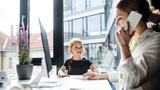 Working woman with child