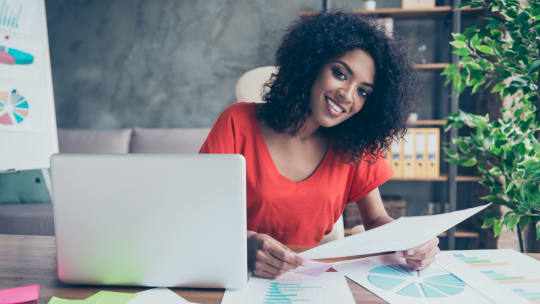 Woman working with graphs