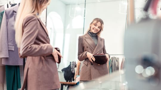 Woman trying on clothes