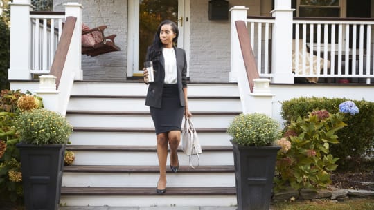 Woman walking to work