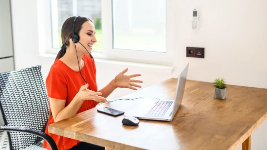 women talking at work