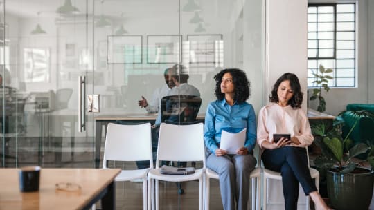 Women preparing for interview