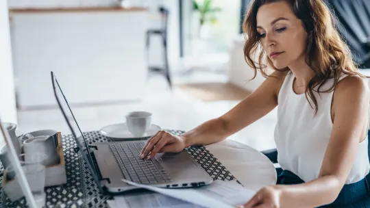 Woman looking at resume