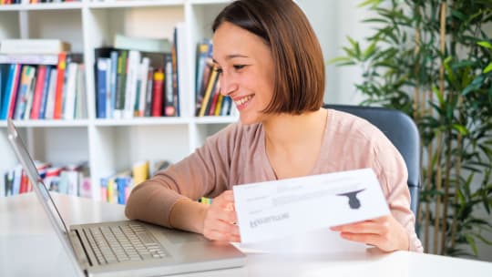 Woman writing resume