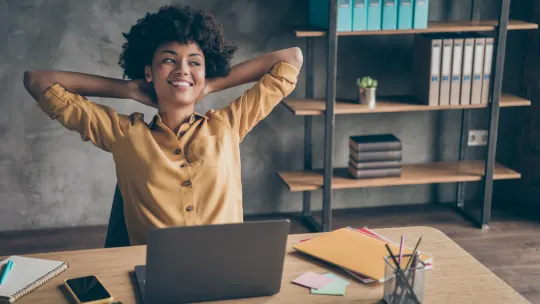 Woman relaxing at work