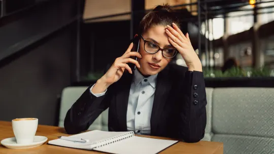 worried woman at work
