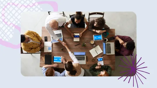 a group of people around a table