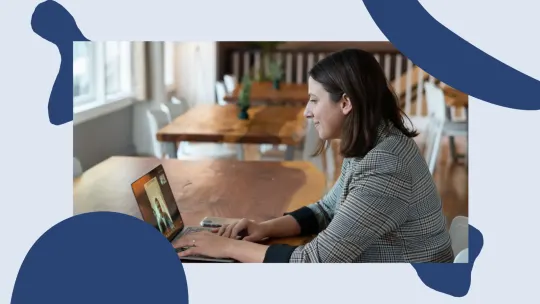 woman at her laptop in a Zoom interview