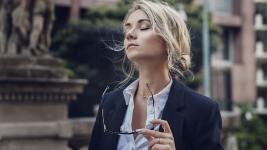 Woman relaxing at work