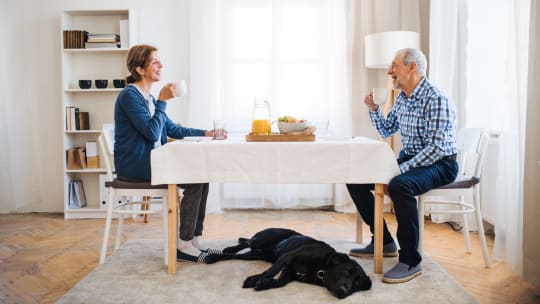 Couple eating breakfast