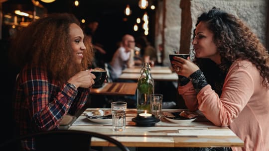 Two women networking