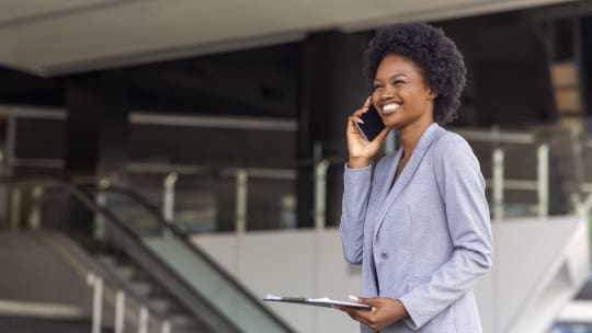 entrepreneur on cell phone
