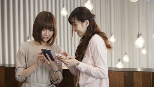 Two women talking