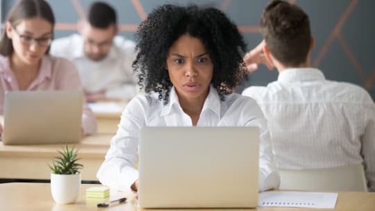 Stressed woman at work
