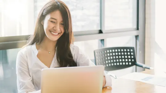 woman smiling at work