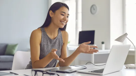 Woman in virtual job interview