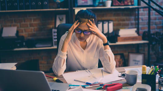 woman stressed at work