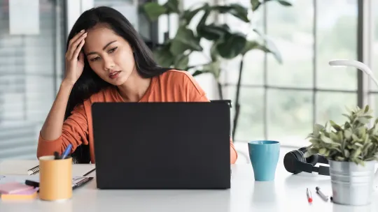 Woman on video call