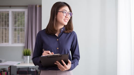 Woman smiling at work