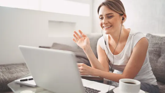 Woman on video call