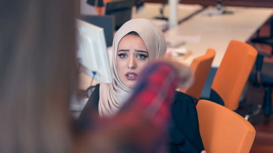 Woman stressed at work