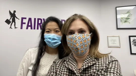 Fairygodboss Co-Founders Romy Newman and Georgene Huang in the Fairygodboss office.