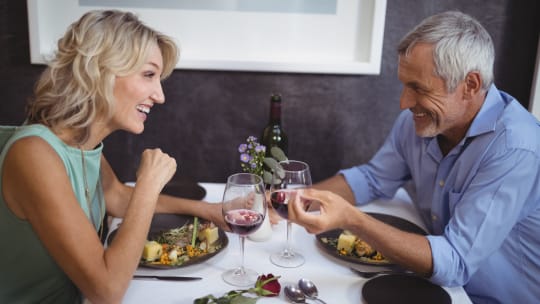 couple talking over dinner