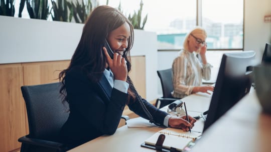 Woman on computer in office