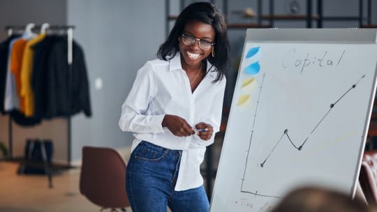 Woman giving presentation