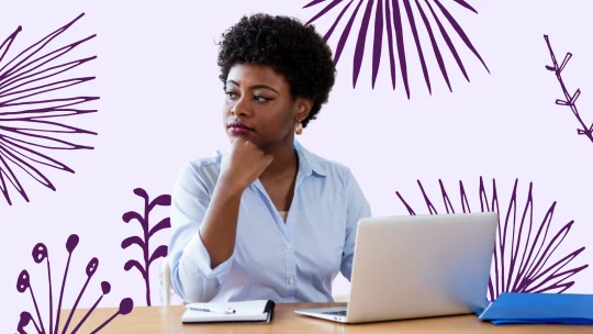 woman thinking at work