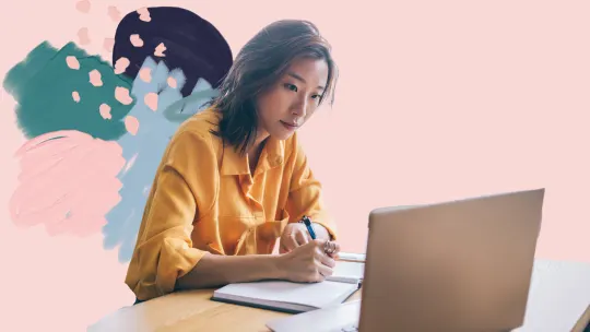 woman working on laptop