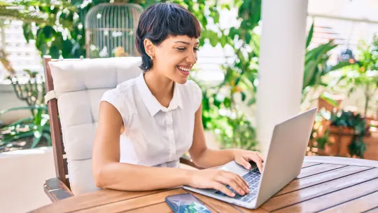 Woman working remotely