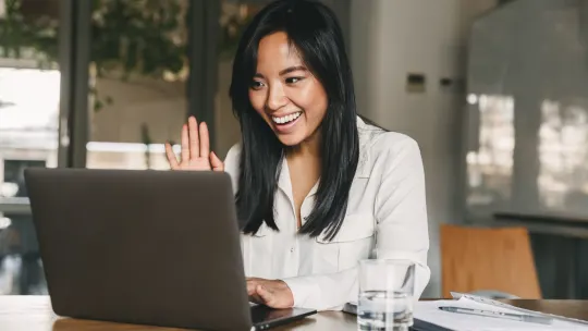 Woman on video interview