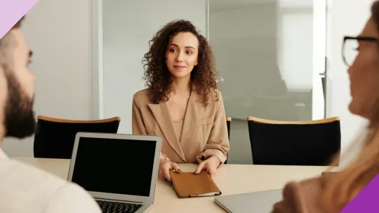 Professional in an interview, illustrating how to ask for feedback after rejection