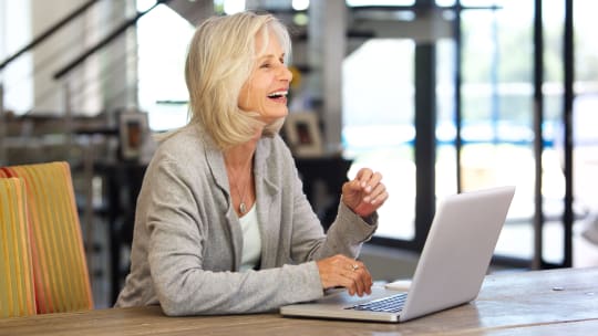 Woman working on laptop