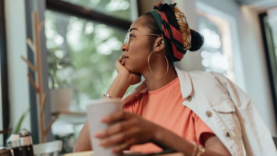 Woman at coffee shop