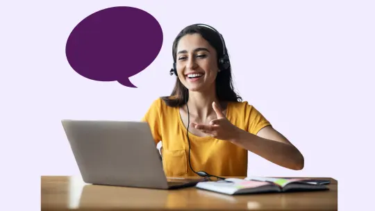 woman talking on virtual work call