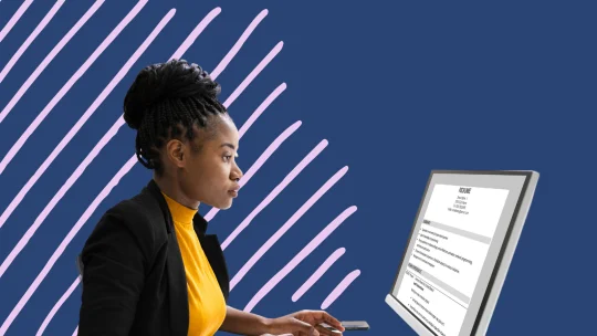 a woman working on her resume
