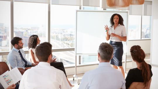 Woman giving presentation