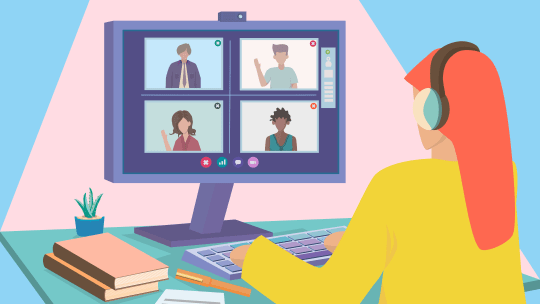 Woman leading interview