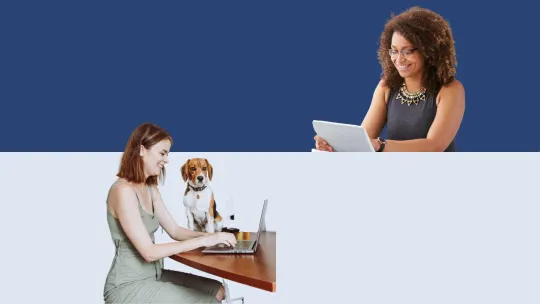 two women collaborating at work