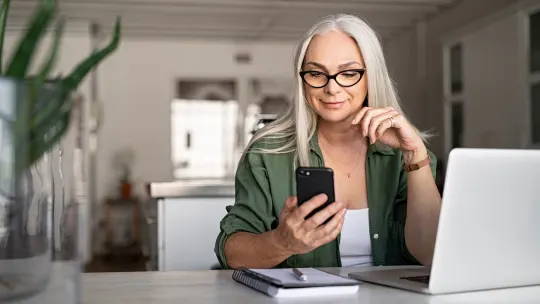 Happy woman on phone