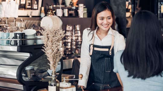 Woman ordering coffee