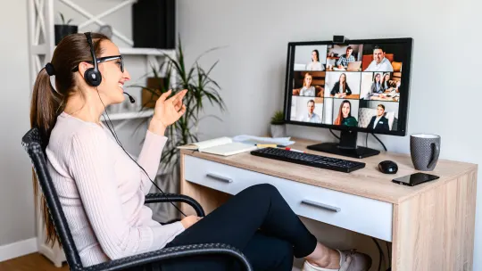 Woman leading meeting