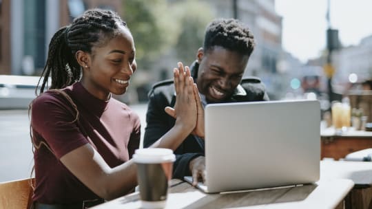 Happy woman entrepreneur