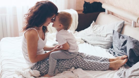 Mom with baby in bed