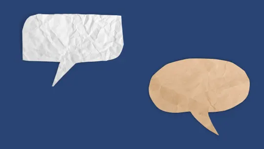 two mismatching speech bubbles