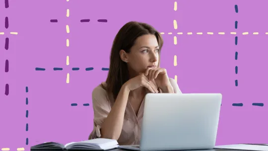 a woman thinking while working