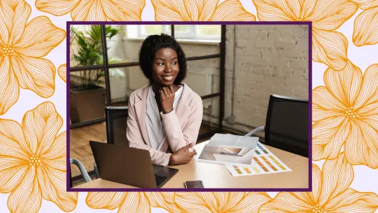 woman happy at work