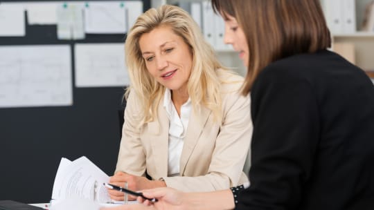Two colleagues talking